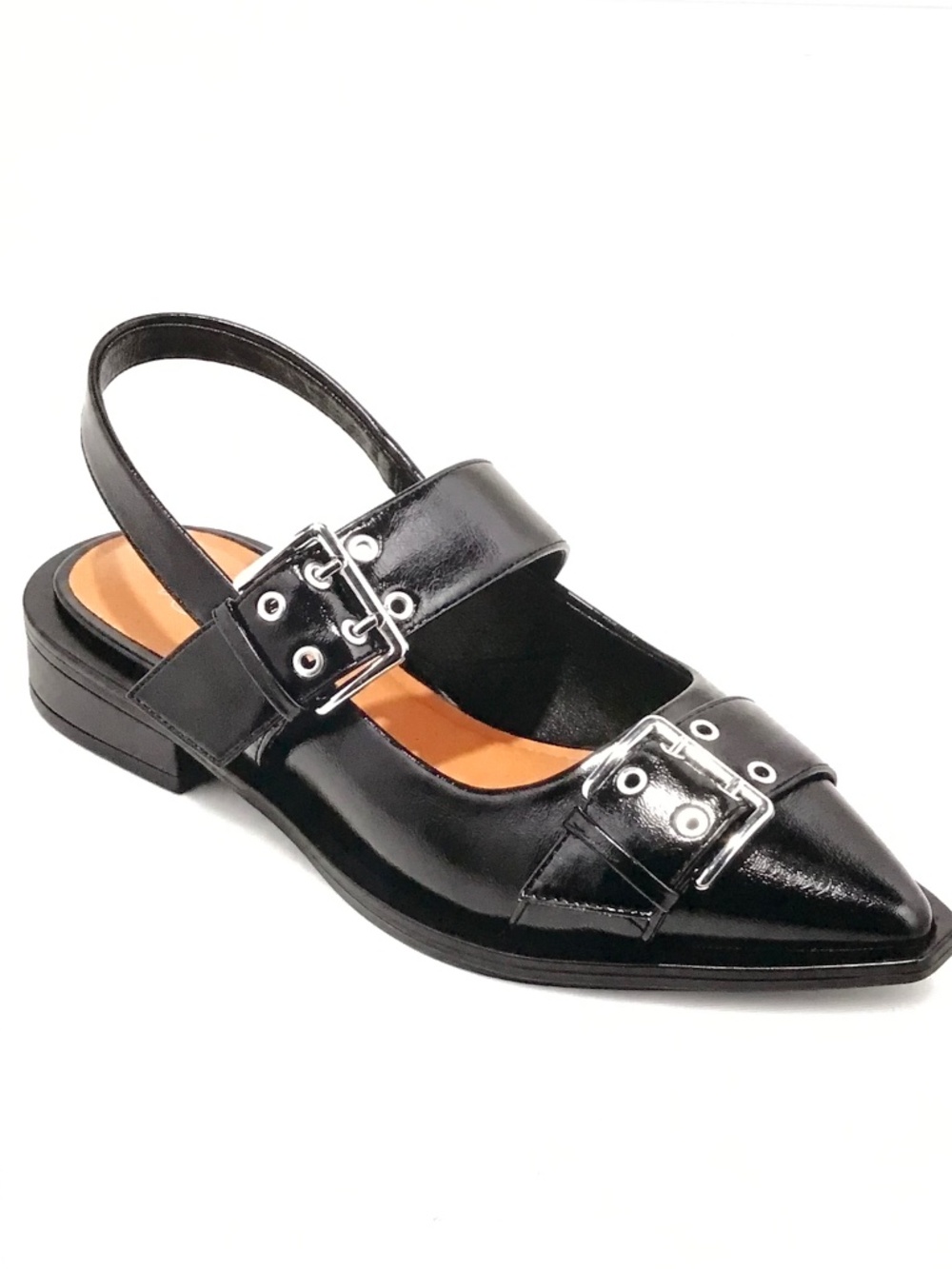 WILD FABLE Peyton Double-Buckle Slingback Flats Black Size 7 NWT